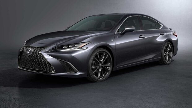 A sleek Lexus Es car is displayed against a plain grey background, showing its modern design, HD Desktop Wallpaper