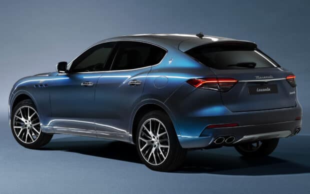 A blue Maserati Levante showcases its elegant design and sporty rear view, HD Desktop Wallpaper