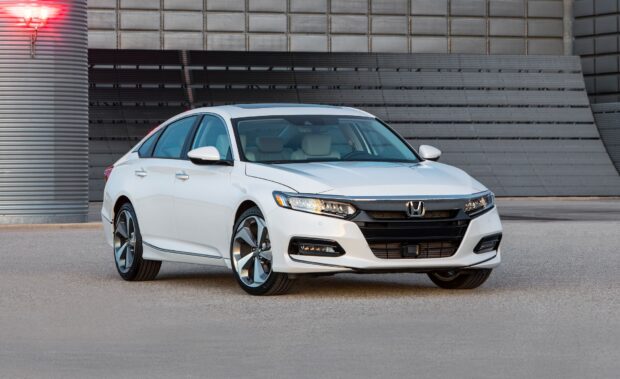 A sleek white Honda Accord is parked with detailed headlights and alloy wheels, HD Desktop Wallpaper