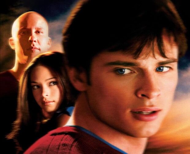 The Smallville TV series features close up portraits of its main characters in a dramatic scene, HD Desktop Wallpaper