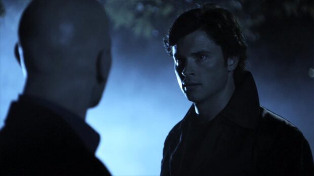 A tense moment between two characters in Smallville Tv Series unfolds at night, HD Desktop Wallpaper