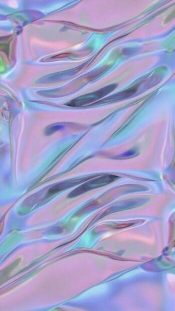A smooth holographic surface reflects soft pastel colors in flowing shapes, HD Phone Wallpaper