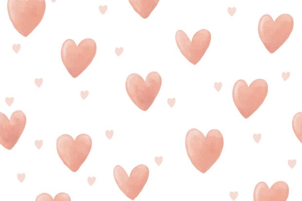 Soft pink hearts scattered on a white background for cool girly wallpapers, HD Desktop Wallpaper