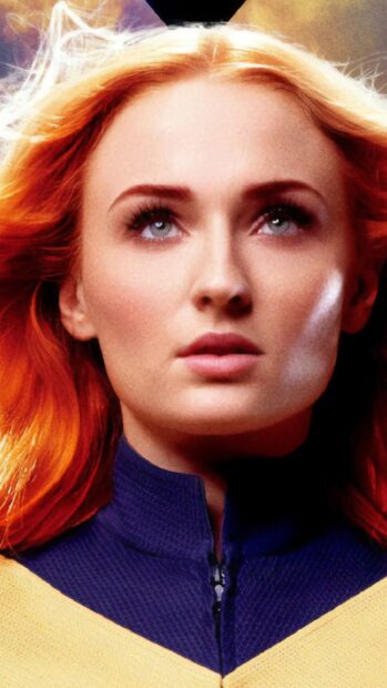 Sophie Turner as Phoenix looking determined in a close up portrait, HD Phone Wallpaper