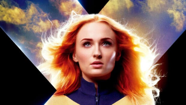 Sophie Turner Phoenix with glowing hair and a determined expression, 2K Desktop Wallpaper