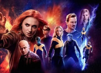 Sophie Turner Phoenix powers surround her and other characters in a cosmic scene, 4K Desktop Wallpaper