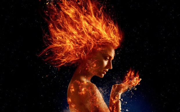 A woman with flaming hair and burning hands inspired by Sophie Turner phoenix, HD Desktop Wallpaper