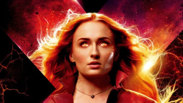Sophie Turner looks fierce with glowing eyes and fiery hair as a phoenix, 2K Desktop Wallpaper