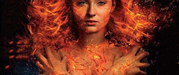 Sophie Turner appears with fiery cracks and flames around her body, 2K Desktop Wallpaper