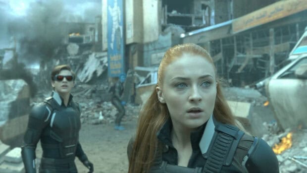 Sophie Turner Phoenix wallpapers shows her in a destroyed city setting, HD Desktop Wallpaper