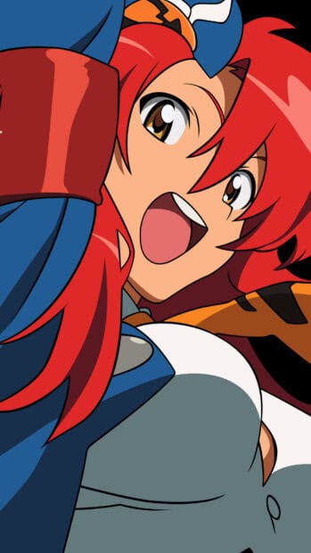A close up of a red haired character from Tengen Toppa Gurren Lagann expressing excitement, HD Mobile Wallpaper