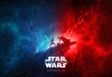 A dramatic lightsaber duel under cosmic blue and red sky in jj abrams wallpapers, 4K Desktop Wallpaper