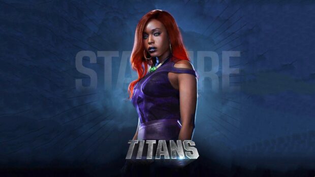 Starr stands confidently in a purple outfit from the Titans Tv Series, 4K Desktop Wallpaper