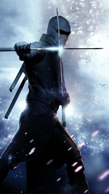 A stealth warrior holds crossed swords ready for battle in this Gi Joe Movie Wallpapers scene, 2K Phone Wallpaper