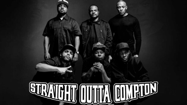 The members of Straight Outta Compton pose together in black and white, HD Desktop Wallpaper