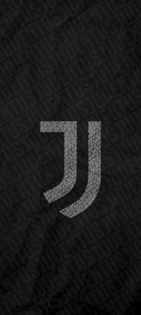A black and white Juventus logo is displayed on a dark patterned background, 2K Mobile Wallpaper