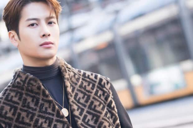 A stylish photo of Jackson Wang wearing a patterned coat and black turtleneck, HD Desktop Wallpaper