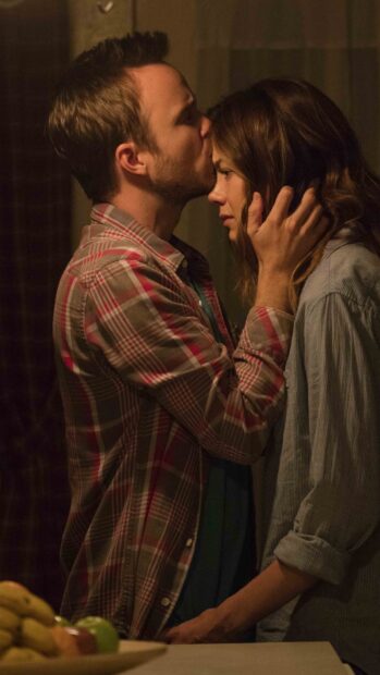 Aaron Paul shows a tender moment with a woman in an emotional scene, HD Phone Wallpaper