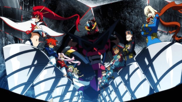 The Tengen Toppa Gurren Lagann characters stand together ready for battle, HD Desktop Wallpaper
