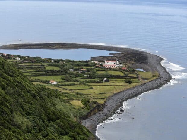 The Azores features a peaceful coastal village with green fields and ocean views, HD Desktop Wallpaper