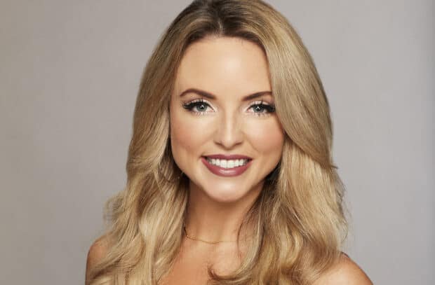 A cast member from The Bachelor Tv Series wallpapers is smiling with blonde hair and makeup, HD Mobile Wallpaper