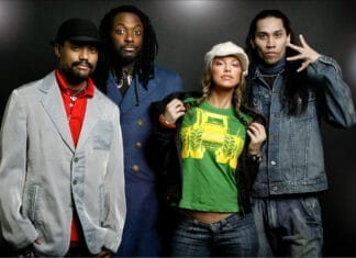 The Black Eyed Peas group posing together in stylish outfits, HD Desktop Wallpaper