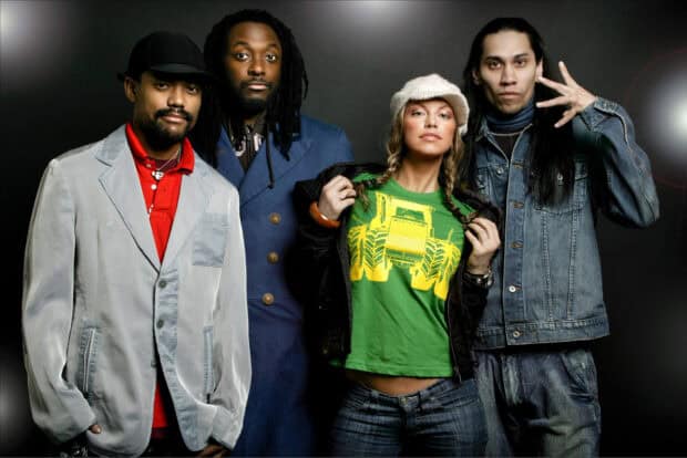 The Black Eyed Peas group posing together in stylish outfits, HD Desktop Wallpaper