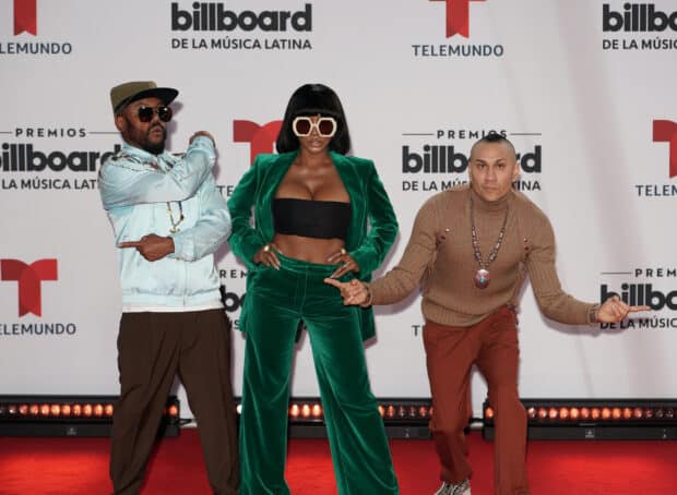 The Black Eyed Peas group posing together at a Billboard Latin Music Awards event, HD Desktop Wallpaper