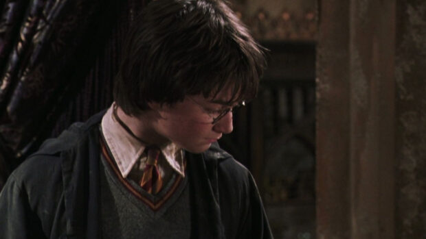 A young wizard wearing glasses looks down thoughtfully in The Chamber Of Secrets, HD Desktop Wallpaper