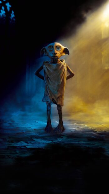 A strange creature stands alone in the Chamber of Secrets with contrasting blue and yellow lighting, 2K Mobile Wallpaper