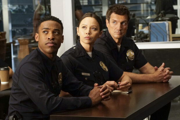 The Rookie Tv Series features three police officers in a serious meeting, HD Desktop Wallpaper