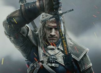 The Witcher Tv Series Wallpapers shows a warrior holding a sword in a battle ready stance, 4K Desktop Wallpaper