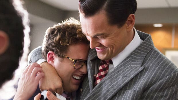 Two characters from The Wolf Of Wall Street share a happy moment together, HD Desktop Wallpaper