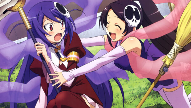 Two The World God Only Knows characters interacting outdoors, HD Desktop Wallpaper