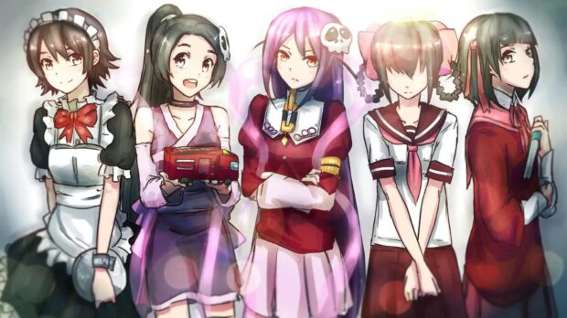 The World God Only Knows characters standing together in various outfits, HD Desktop Wallpaper