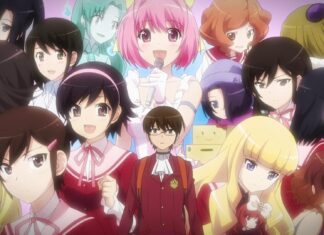 A group of characters from The World God Only Knows anime with a central male protagonist, HD Desktop Wallpaper