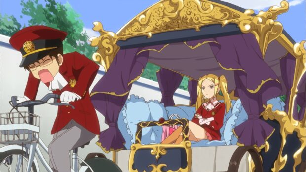 The World God Only Knows characters riding a bicycle and sitting in a decorated carriage, HD Desktop Wallpaper