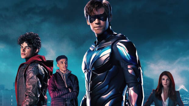 The Titans TV series characters standing together at night, 4K Desktop Wallpaper