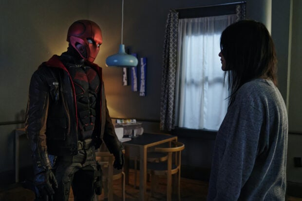 A tense moment between two characters in Titans TV series, HD Desktop Wallpaper
