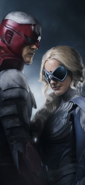 Two heroes from Titans tv series pose in dark armor and masks, 2K Mobile Wallpaper