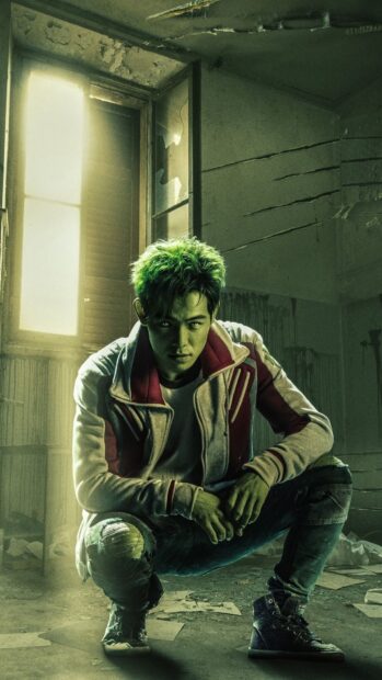 A character from Titans Tv Series crouches in a dim room with cracked walls, HD Phone Wallpaper