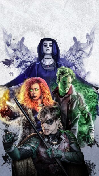 The Titans Tv Series characters display powerful stances with mystical effects around them, 2K Mobile Wallpaper