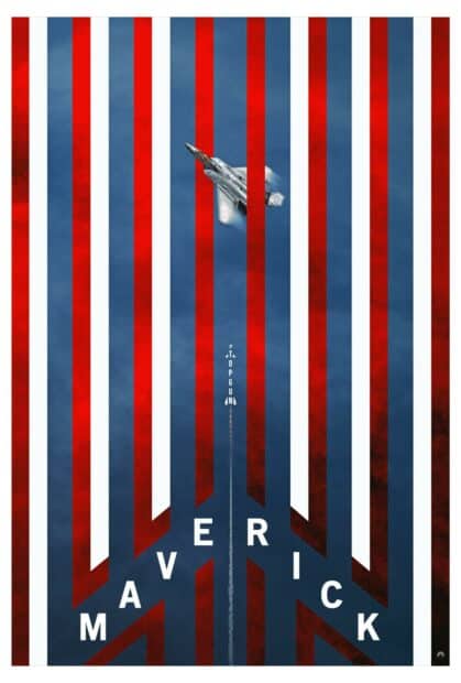 A fighter jet soars above the red and blue stripes in Top Gun Maverick, HD Mobile Wallpaper