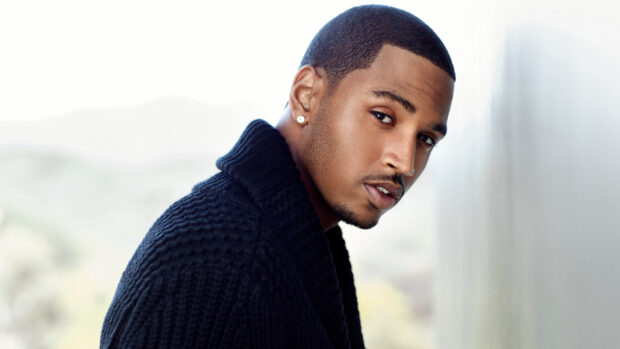 Trey Songz looks thoughtfully toward the camera wearing a black knitted sweater, HD Desktop Wallpaper