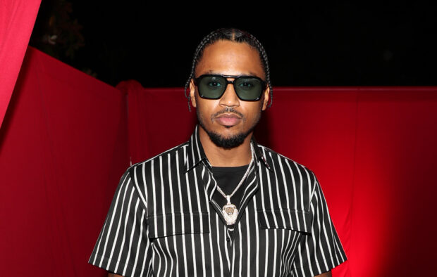 Trey Songz is wearing sunglasses and a striped shirt against a red background, HD Desktop Wallpaper