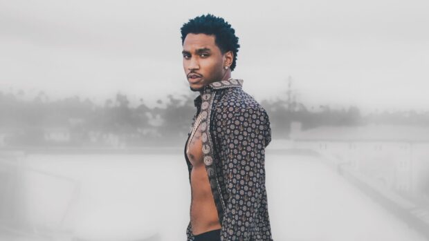 Trey Songz is wearing a patterned shirt with an open front in this portrait, HD Desktop Wallpaper