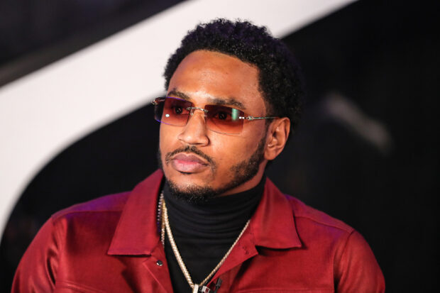 Trey Songz wears a red jacket and sunglasses at an event, HD Desktop Wallpaper