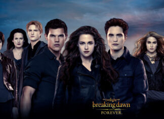 The Twilight movie wallpapers feature the main cast of Breaking Dawn Part 2 standing together in a dramatic scene, HD Desktop Wallpaper