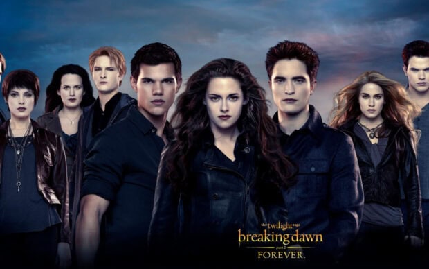 The Twilight movie wallpapers feature the main cast of Breaking Dawn Part 2 standing together in a dramatic scene, HD Desktop Wallpaper