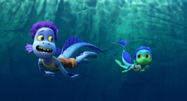 Luca wallpapers show two sea creatures swimming, HD Desktop Wallpaper
